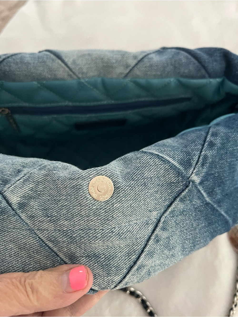 Chanel Denim bag with matching pouch NWOT - Picture 15 of 16